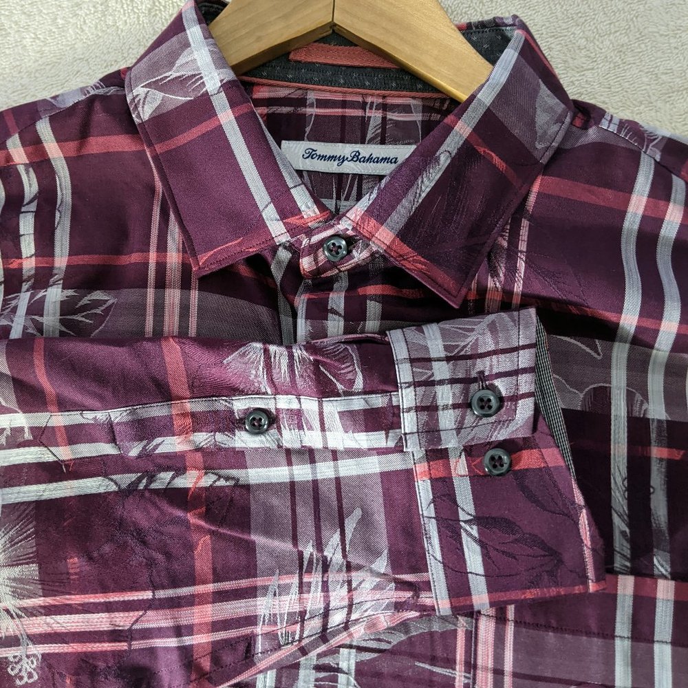 Tommy Bahama Mens Large Multi colored Floral Hawaiian Shirt Long Sleeve